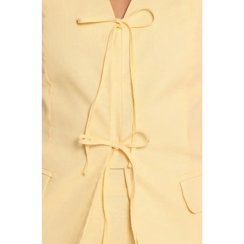 PETAL + PUP Meara Tie Front Vest Top Yellow Size Medium - Picture 3 of 7
